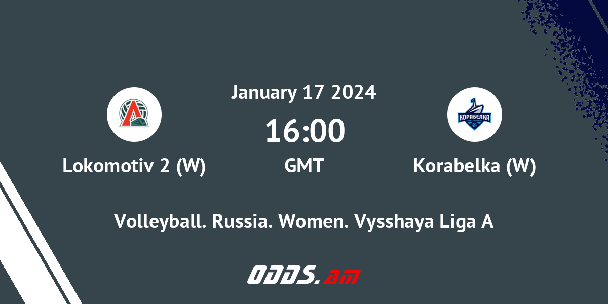 Lokomotiv 2 W Korabelka W Odds Comparison. Russia. Women. Vysshaya Liga A January 17 2024 Volleyball ODDS.am